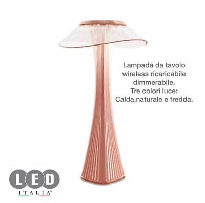 Lampada Da Tavolo Ricaricabile Touch Luce Led Calda Naturale Fredda Dimmerabile 2