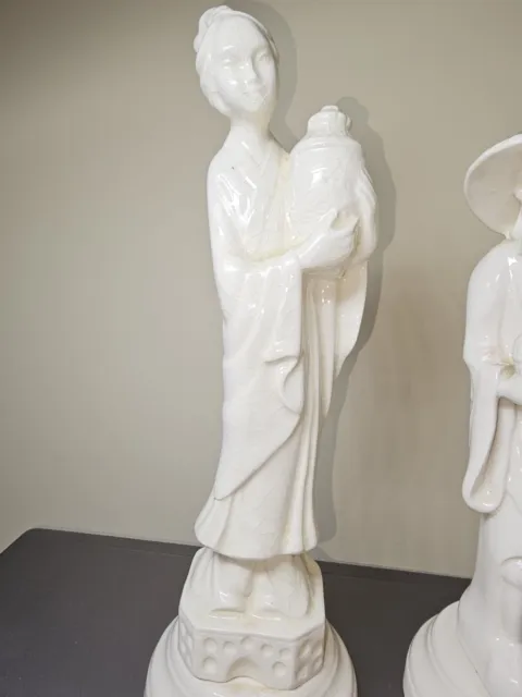 Unique Blanc de Chine Ayner's Ceramic Oriental Crackle Figurines Man & Woman 3