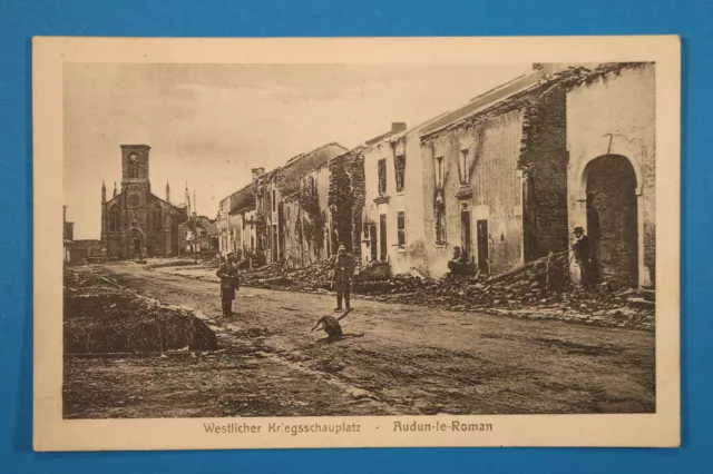 Meurthe et Moselle 54 Lorrain CP CPA Audun le Roman 1915 military church street +