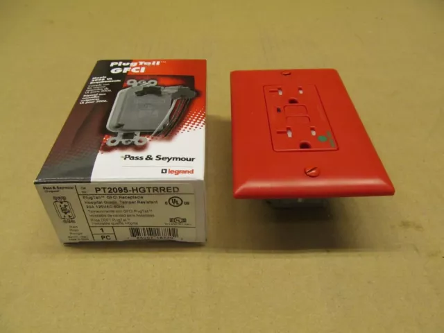 PASS & SEYMOUR HOSPITAL grade tamper   PLUGTAIL GFCI RECEPTACLE 20 AMP 125V RED