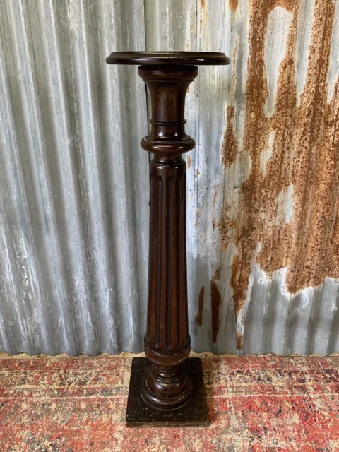 Antique Victorian Edwardian Mahogany Column Torchere Stand Jardiniere