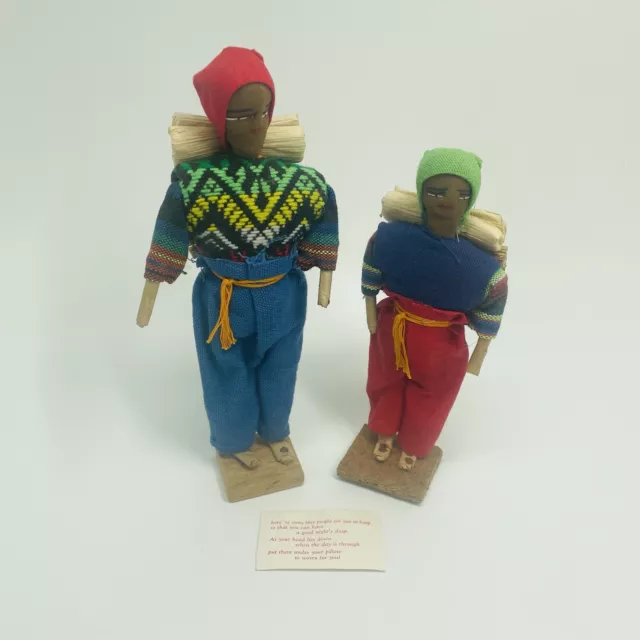 2 Vintage Handmade Guatemalan Wire & Cloth Paper Wood Folk Art Dolls Dreams ()5)