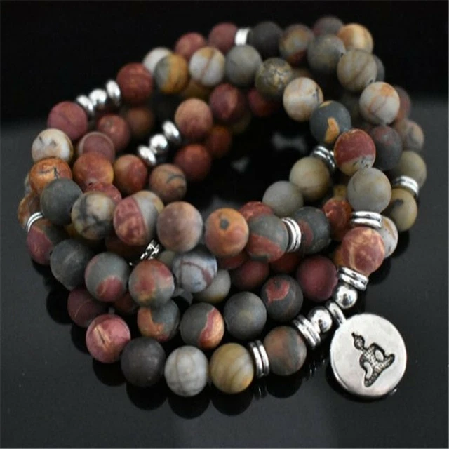 8MM Picasso Bracelet 108 Beads Buddha Pendant Yoga Handmade Meditation Reiki