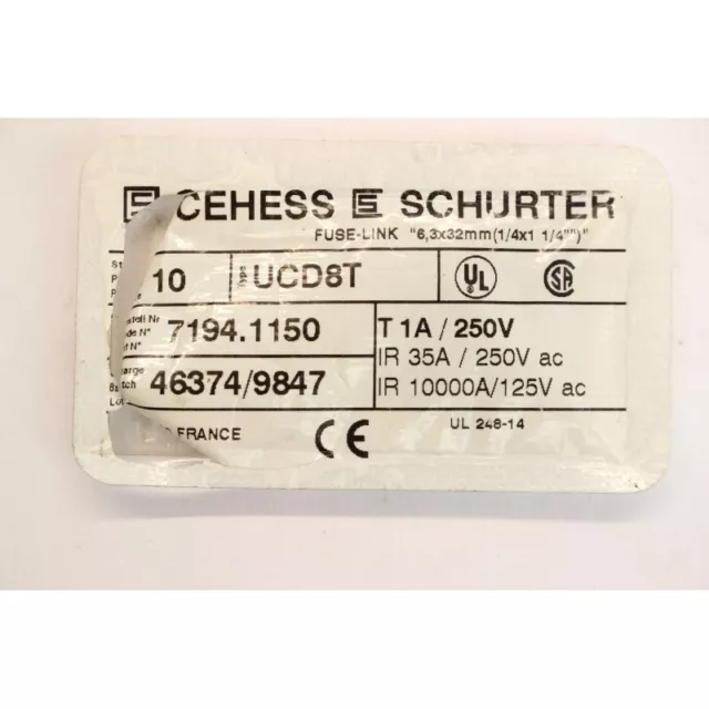 5Pcs Cehess & Schurter 7194.1150 Fusible UCD8T 6.3x32mm 1A (B936) 2