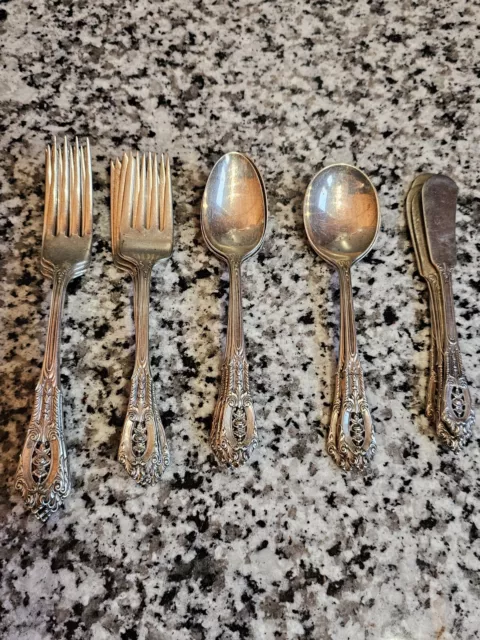 Vintage Wallace Sterling Silver Flatware Rose Point 24 Pc Set - Appx 665g