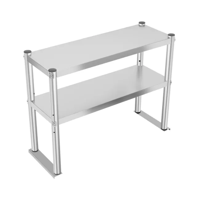 Stainless Steel Commercial Kitchen Prep Table with Double Overshelf- 12x 30 Inch 3