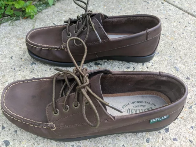 EASTLAND WOMEN'S FALMOUTH Brown Leather Camp Mocs Lace-Up Shoes Size 6. ...