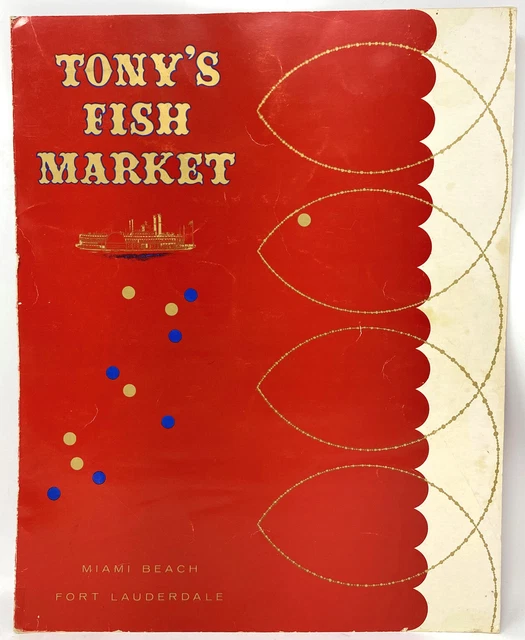 VTG 1950S TONY'S Fish Market Restaurant Menu Miami Beach Fort