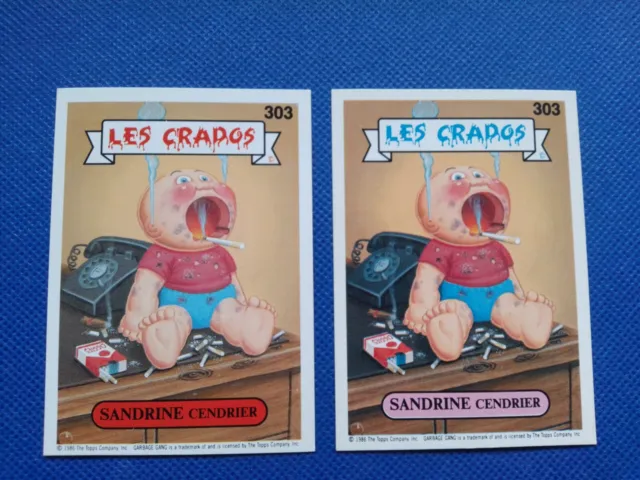 Les Crados série 2/ 2 Cartes 303 avec variations /French Garbage Pail Kids