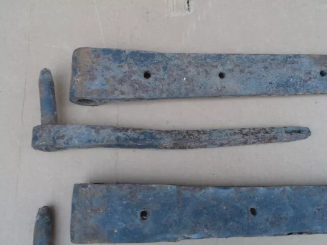 Pair of 4 ft Barn Door Gate Strap Hinges w/ Pintles Antique Hand Forged Nice One 10