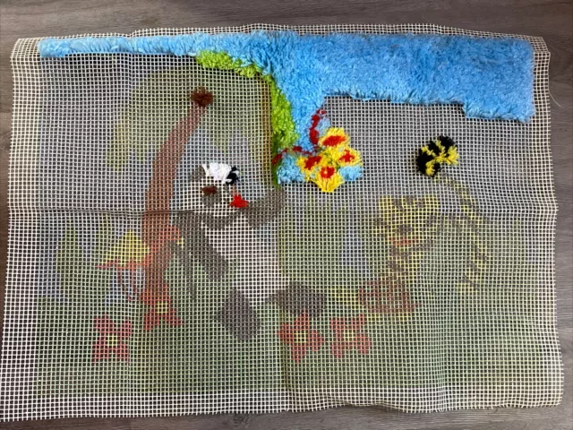 Kit de alfombras de gancho con pestillo de escena de oso y tigre de panda grande de colección 23""x33"" iniciado sin foto