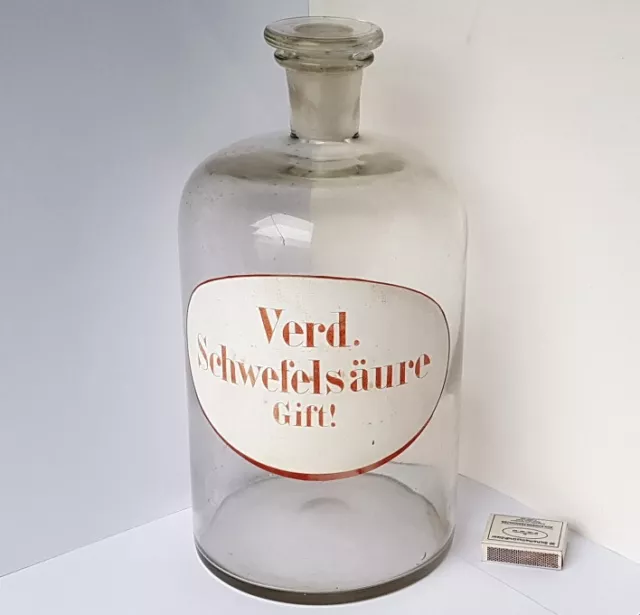 XXL Altes Apotheker-Gefäß/ Flasche mit Stöpsel, Weißglas, um 1900 L625