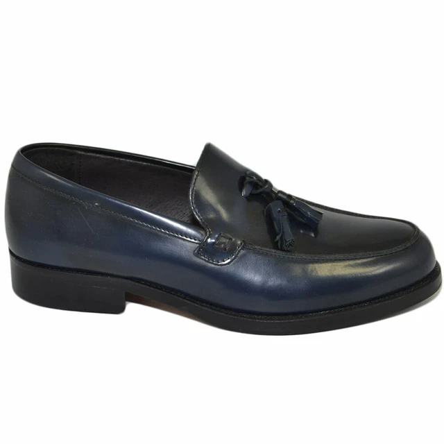 SCARPE UOMO MOCASSINI inglese college nappine bon bon vera pelle blu semilucido EUR 85 00 PicClick IT