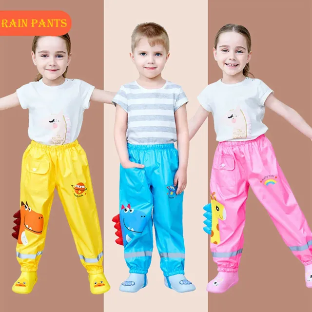 Toddler Kids Boys Girls Waterproof Rain Pants Mud Dirty Proof Trousers Rainwear