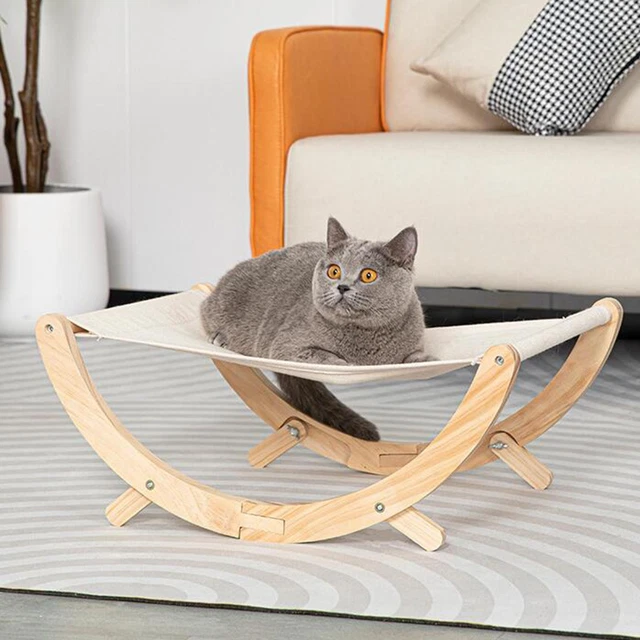 Amaca per gatti Letto a dondolo rialzato Sedia per dormire in legno Letto