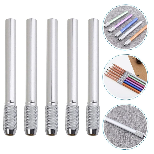 5 piezas Extensor de lápiz Metal Dibujo Lápiz Extensor Lápiz de color