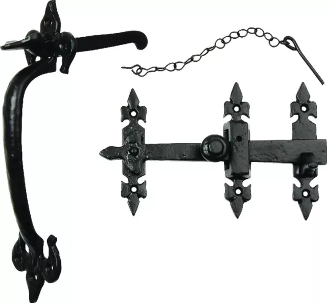 Traditional UK Suffolk Norfolk Thumb Latch Black Antique Iron Gate & Door Catch