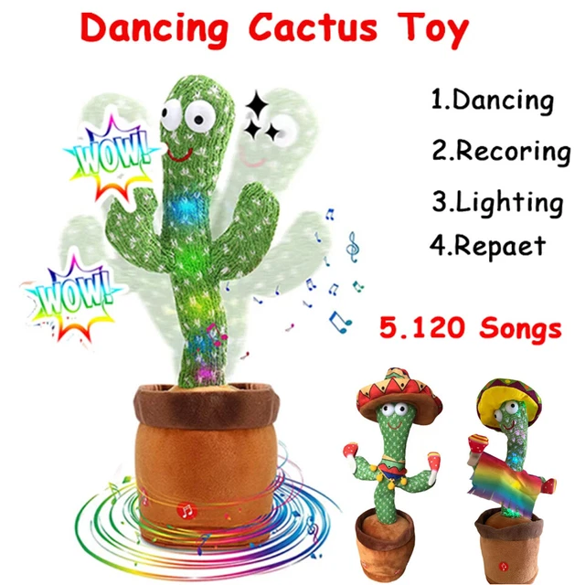 Dancing Cactus Repeat Talking Toy Electronic Plush Toy Can Sing Record Fun Gift
