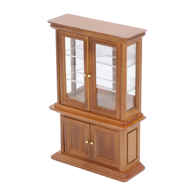 Étagère à Livre Miniature 1/12 Odoria - Bibliothèque Vintage Maison De Poupée En Bois Marron, Meuble Salon Bureau