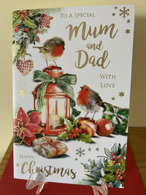 Christmas Card To A Special Mum & Dad - Foil Finish