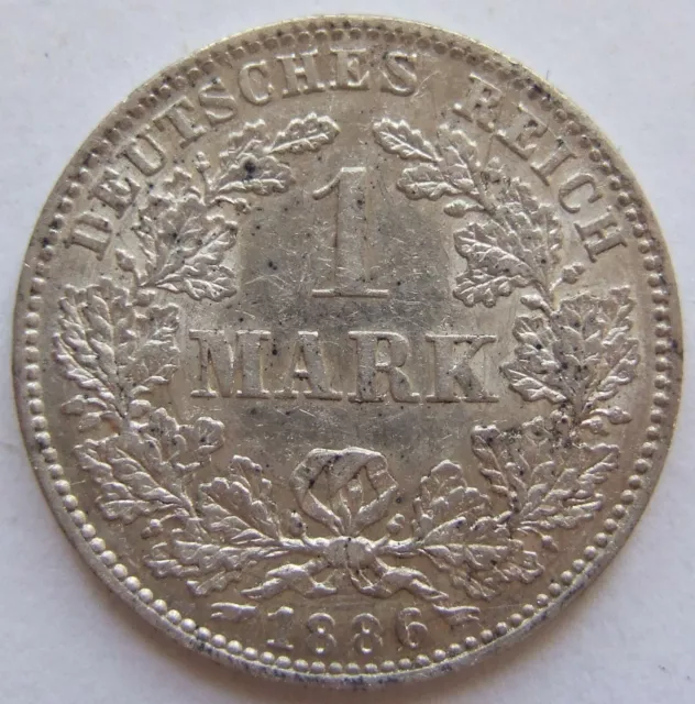 Pièce Reich Allemand Empire Argent 1 Mark 1886 J En Presque Extremely fine