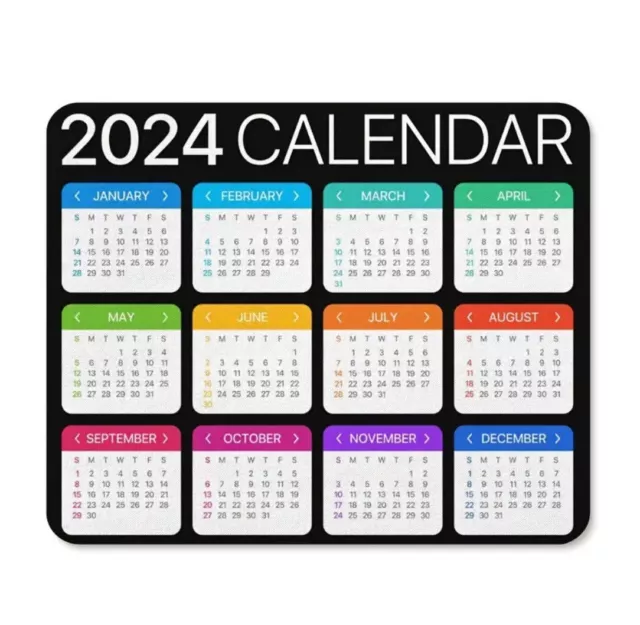 2024 CALENDAR MOUSE Pad, Square New Year 2024 Mousepad, Black $16.81