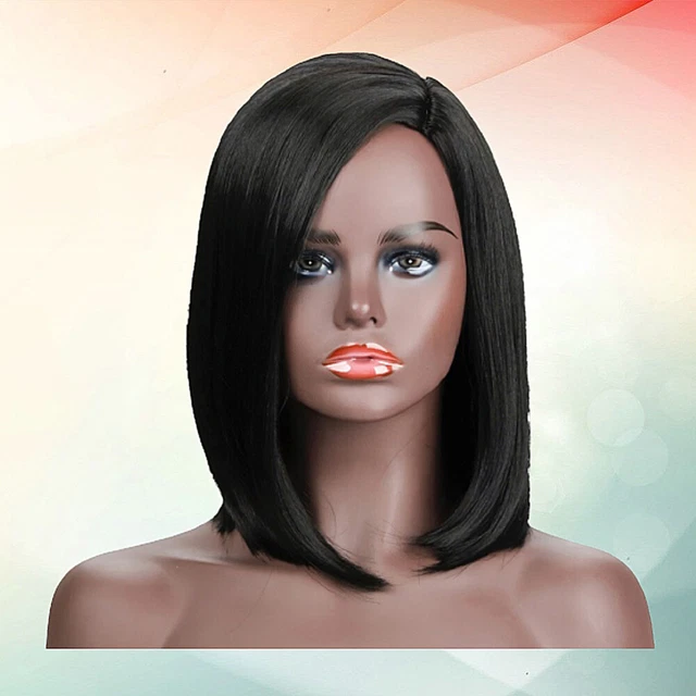 Black Woman Synthetic Wig Fahion Straight Middle-Length Wig Hair Cover Stylish