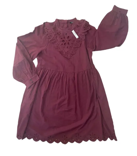 NEW MADEWELL Embroidered Ruffled Cutout Dress/Shirt Size Small $148 Babydoll