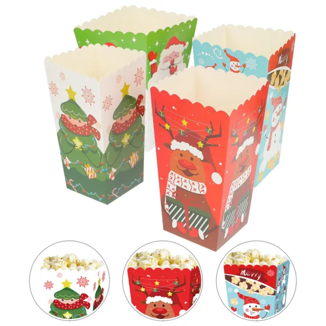 12 pz Contenitore Scatola Popcorn Natale Borse Regalo di Natale Buona Carta