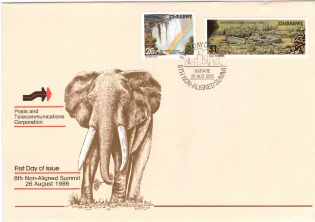 Zimbabwe, 1986 8Th Non Aligned Summit, Illust Fdc. (Elephant)