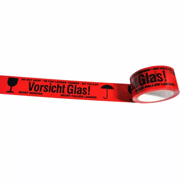 6 Rollen 66m Klebeband Packband Paketband Paketklebeband "Vorsicht Glas"