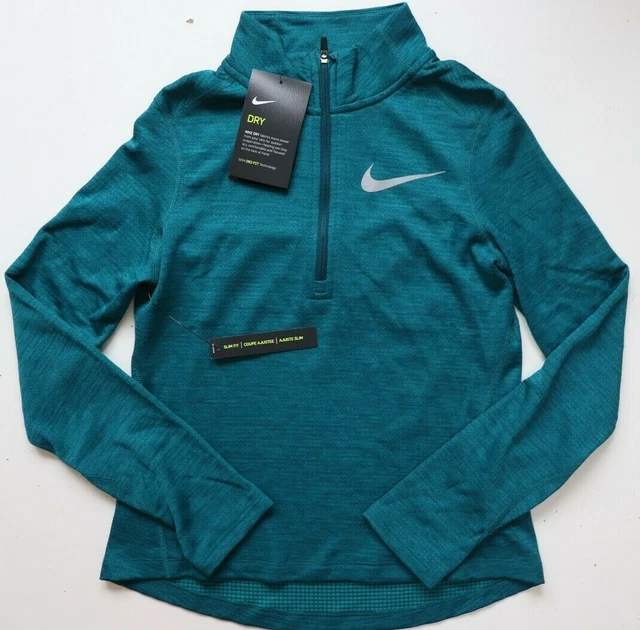 Nike Dri Fit Running Long Sleeve Half Zip Top Aq9095-347 Kids Girls Xs 6-8Y