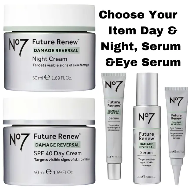 No7 Skincare Future Renew Damage Reversal Day, Night, Eye & Serum 25 & 50ml NEW