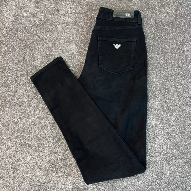 Pantalones de mezclilla para hombre Armani Jeans J18 W27 L32 ajustados negros Moleskin sentir elásticos