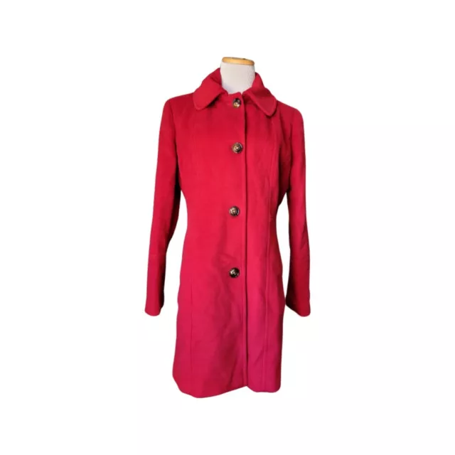 London Fog Women's Size M Coat Red Wool Blend Classic Mid Length Lined Clean