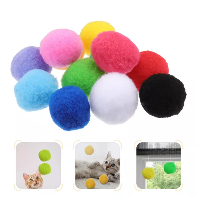 20Pcs Cat Balls Kitten Toys Pompon Assorted Color Catnip Furry DIY Craft Decor