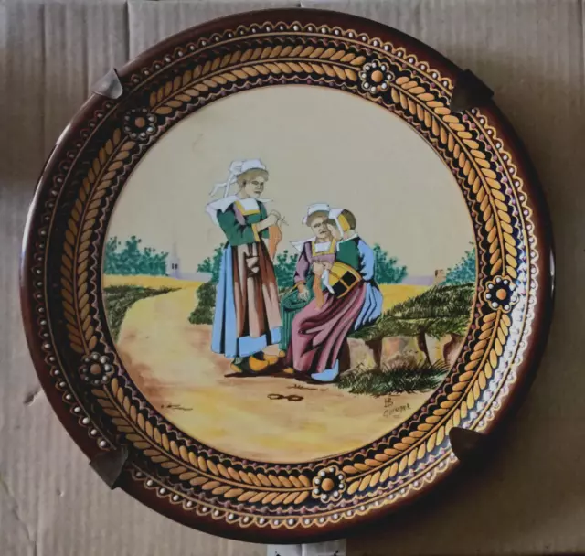 GRAND PLAT en faience HB QUIMPER bretonnes  bretagne  PERIODE 1930