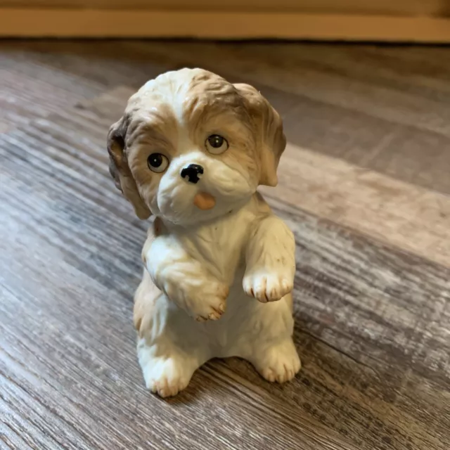 CU#4 Vintage Shih Tzu Puppy 3" Figurine Homco 1467 Porcelain Bisque