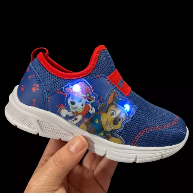 Paw Patrol Toddler Boys Light Up Sneaker Size 10 Blue Slip on Lightweight Comfy 2