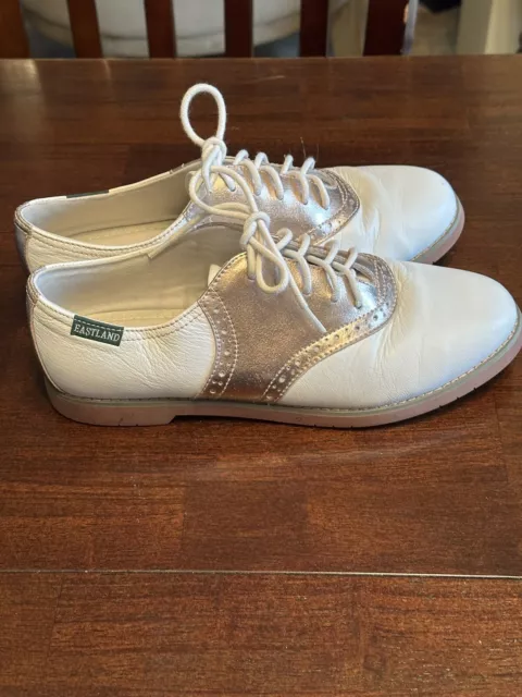 Eastland Saddle Shoes Sadie Oxford Rose Gold Pink White Size 7.5 Leather