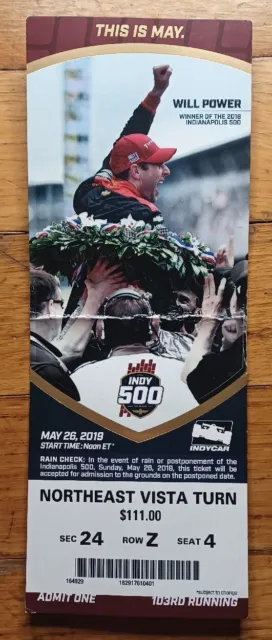 2019 Indianapolis Indy 500 Ticket Stub Will Power Simon Pagenaud Creased