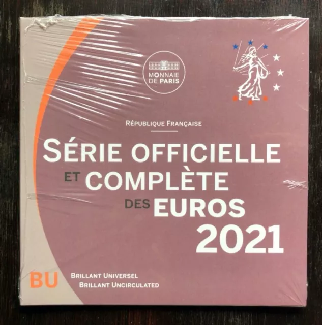 Série BU France 2021 8 pièces 2 euro à 1 centime sous blister