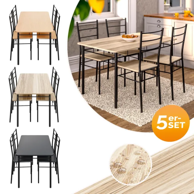 CASARIA® Ensemble LEO table et 4 chaises MDF pour salle à manger cuisine assise