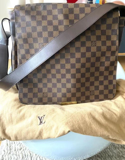 Sac bandoulière Louis Vuitton Bastille en toile damier enduite grise et  cuir noir