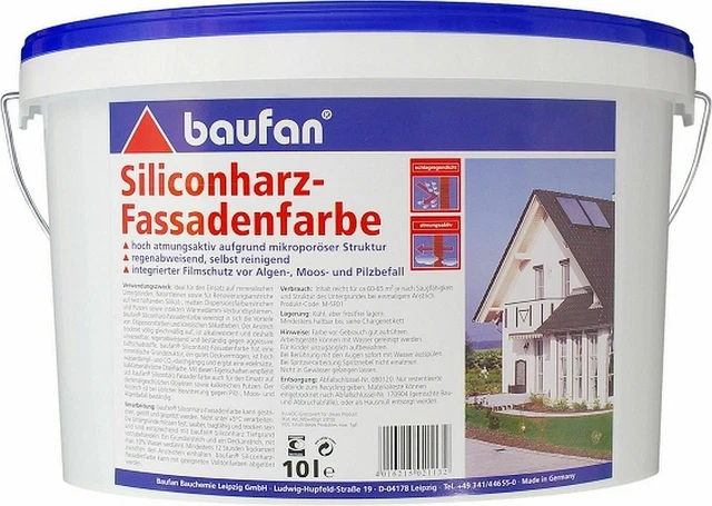 Baufan Siliconharz-Fassadenfarbe 10 L Bianco Pellicola Pre Algen- E Fungo