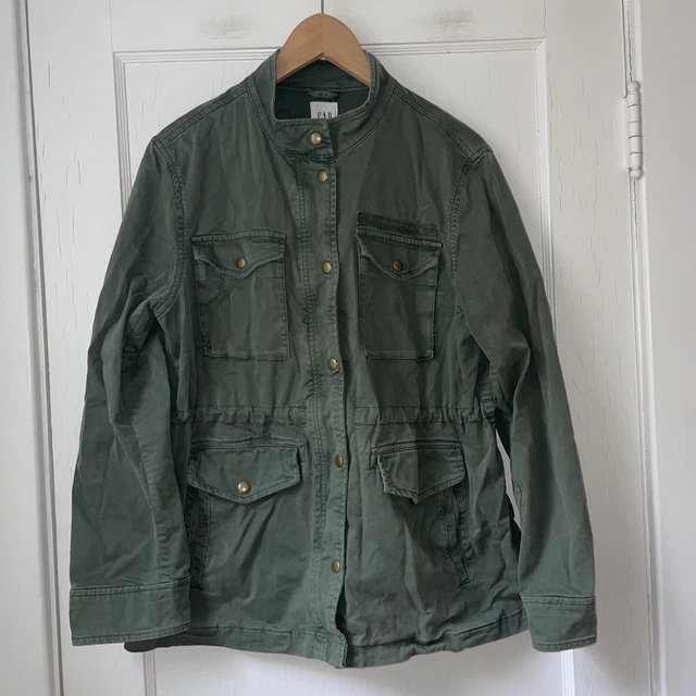 Gap Green Utility Jacket Size M Military Army Cotton Snaps Zip Up And Pockets