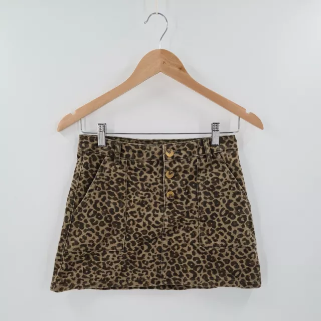 Zara Kids Girl Mini Skirt Leopard Print Size 11-12 CM 152 Button Front Pockets
