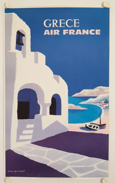 Affiche Tourisme AIR FRANCE - GRECE réédition 1987 GUY GEORGET