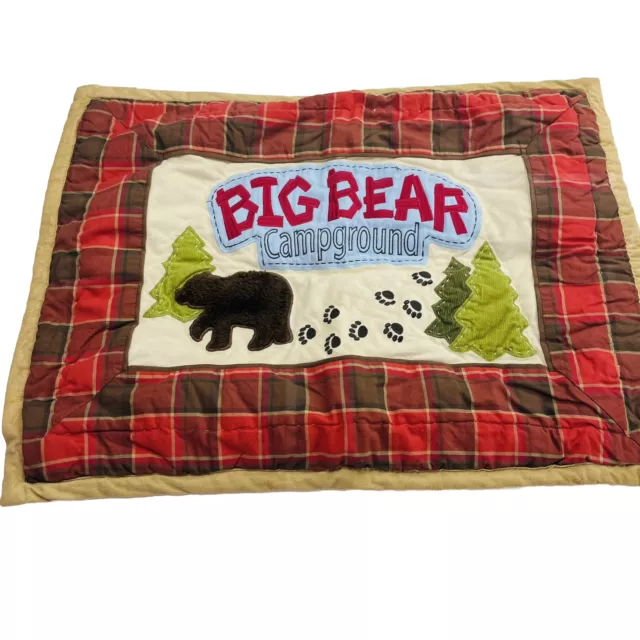 Woolrich Kids Pillow Sham Big Bear Campground Applique Standard Cabin Lodge