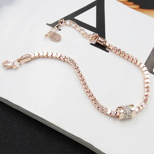 Women's Rhinestone Rose Gold Plated Crystal Bracelet Fashion Jewelry Bangle NEW